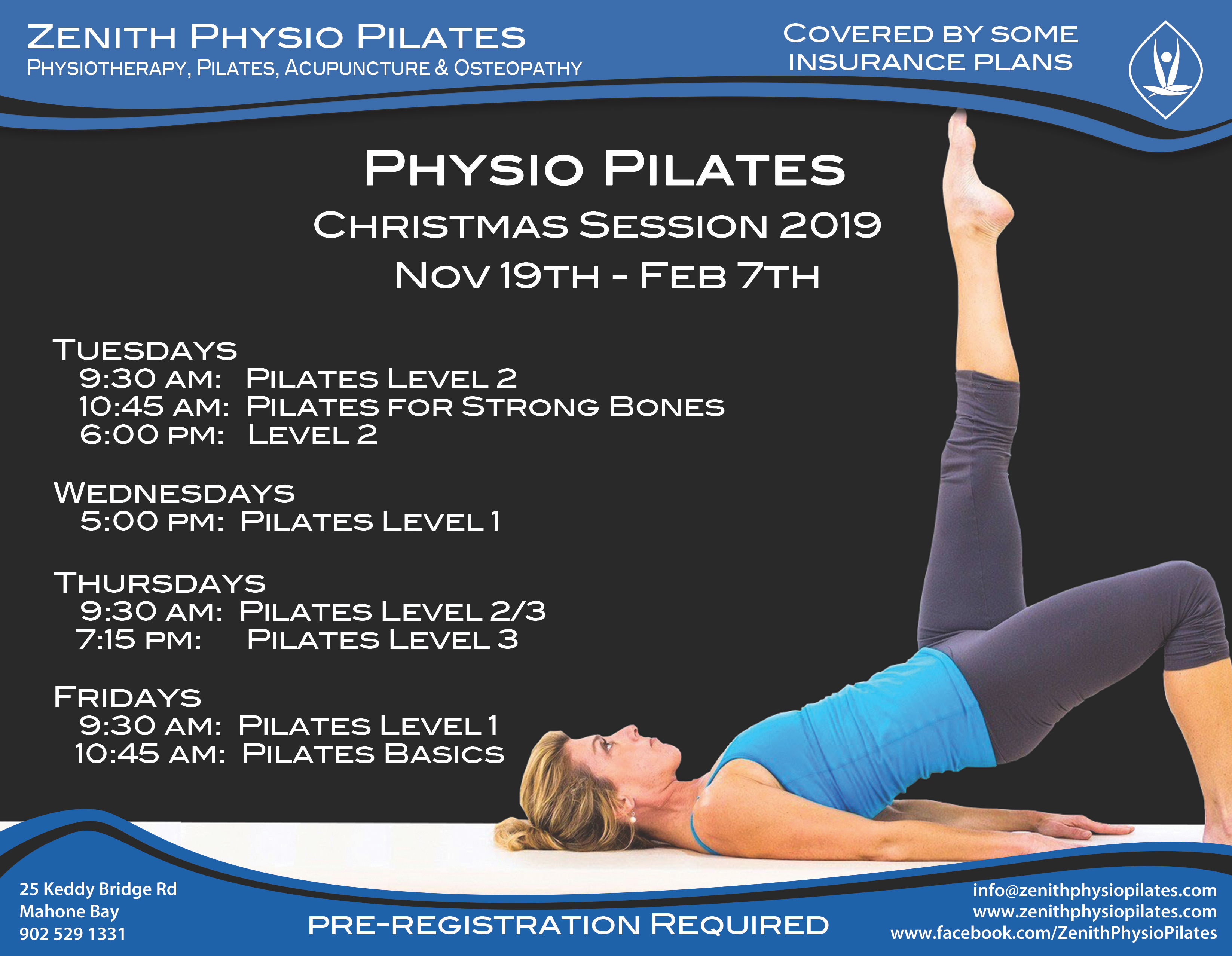 New Christmas 2019 Physio Pilates Session Starts Nov 19th - Zenith