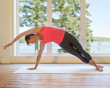 Rebecca working out pilates stretch